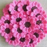 Pink Crochet Flowers, Daisi..