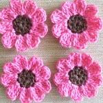 Pink Crochet Flowers, Daisi..