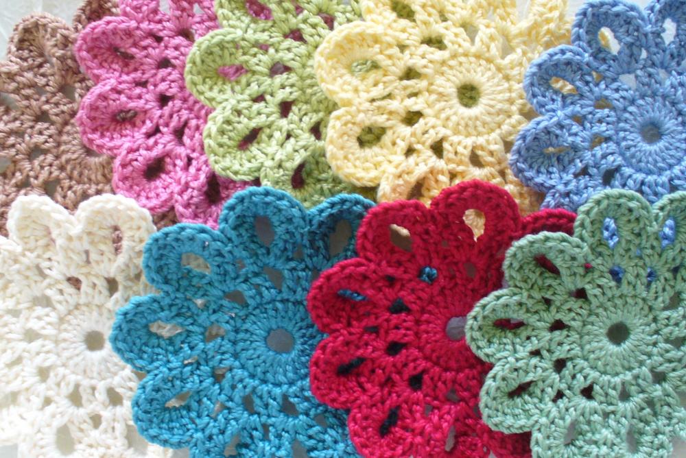 Handmade Cotton Coasters, small Doilies, Embellishments - set of 6