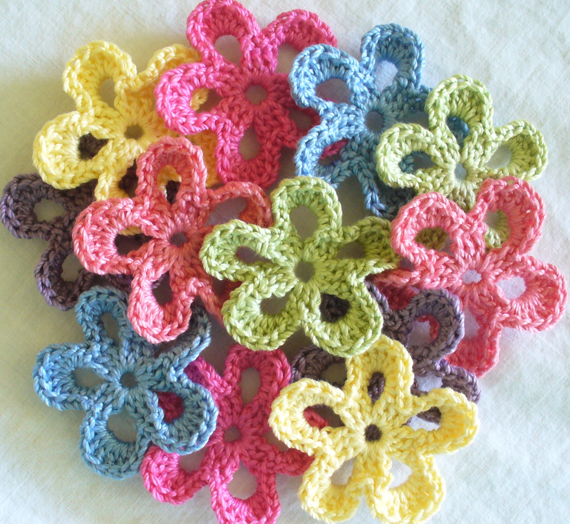 Colorful Crochet Embellishments, Handmade, Appliques Set Of 12 on Luulla